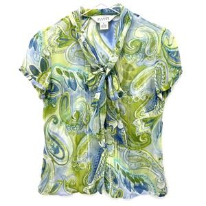 Vintage Allison Taylor‎ 100% Silk Paisley Top Size S Fairy Friends Phoebe Blouse